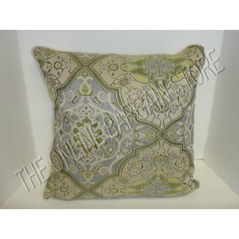 Frontgate Outdoor Ethos Kiwi Patio Pool Yard Throw Pillow Green White Piping 20"